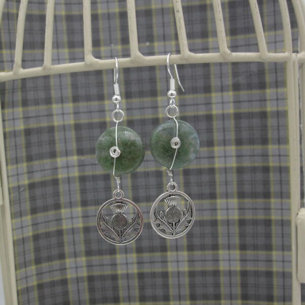Thistle, Earrings, Green, Jasper, Silver Plated - handmade by Indigo Berry (view 3)