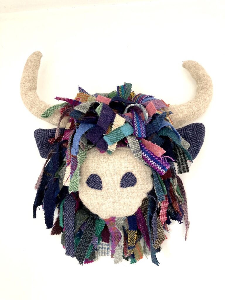 Harris tweedy. Scruffy moo wall hanging/bust- made to order - handmade by Tide and Thistle (view 3)
