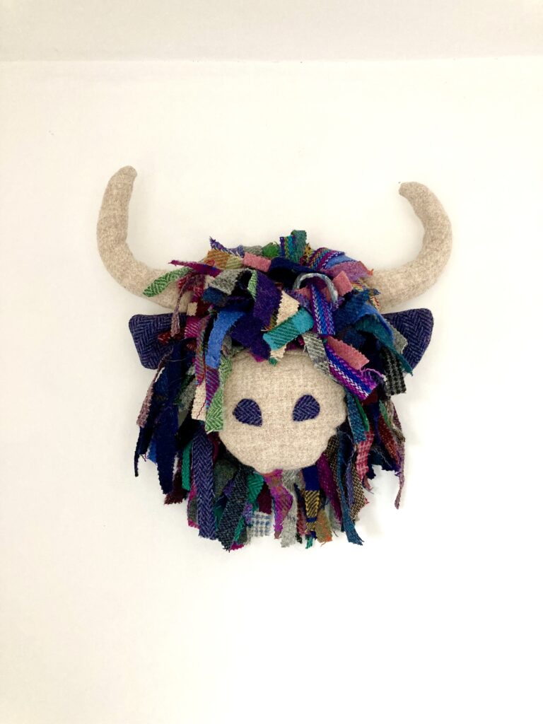 Harris tweedy. Scruffy moo wall hanging/bust- made to order - handmade by Tide and Thistle (view 2)