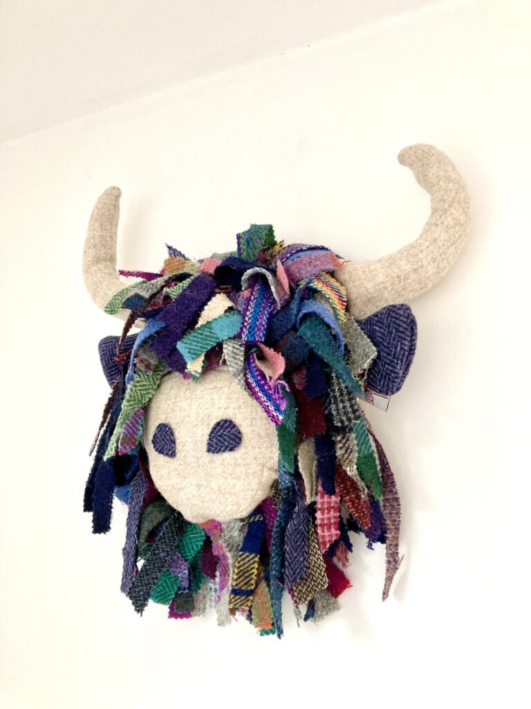 Harris tweedy. Scruffy moo wall hanging/bust- made to order - handmade by Tide and Thistle (view 4)