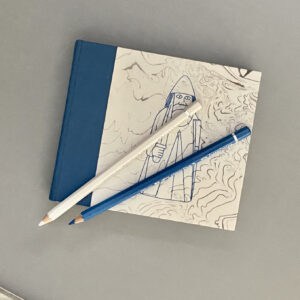 Lewis Chessmen, small sketchbook, blue