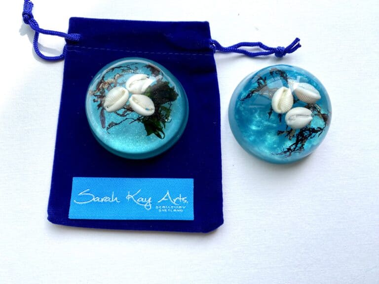 Cowrie Shell Dome Ornament - handmade by Sarah Kay Arts
