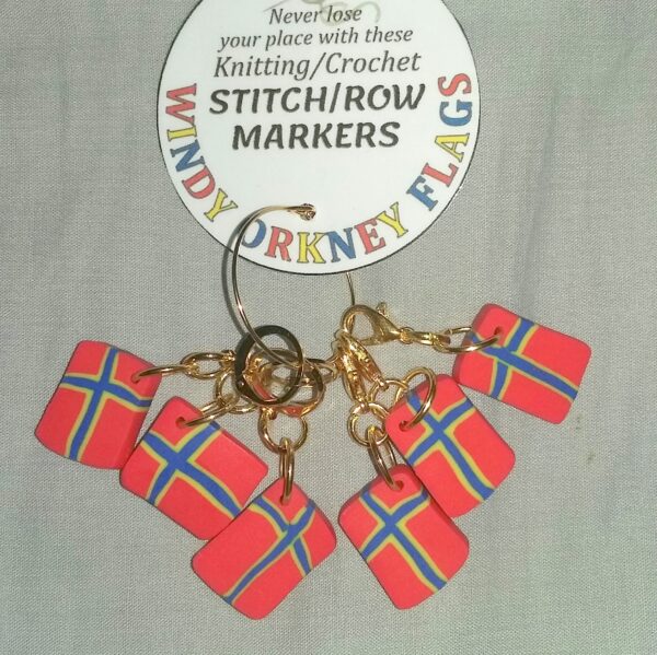 6 x Windy Orkney Flag Stitch Markers - handmade by Quiet Space Arts (view 4)