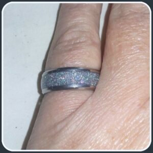 Holographic Silver Glitter Stainless Steel Rings ~ Sizes 6 - 12 - Image 2