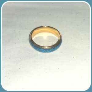 Holographic Teal Blue Glitter (Silver/Gold Coloured Stainless Steel) Rings ~ Sizes 6 - 12 - handmade by Quiet Space Arts (view 2)