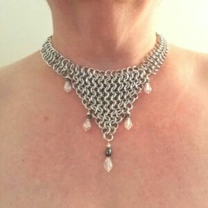 Chainmaille Crystal and Haematite Drops Necklace - Image 5