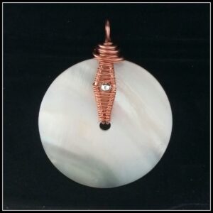 Round Shell and Copper Woven Necklace - Image 1
