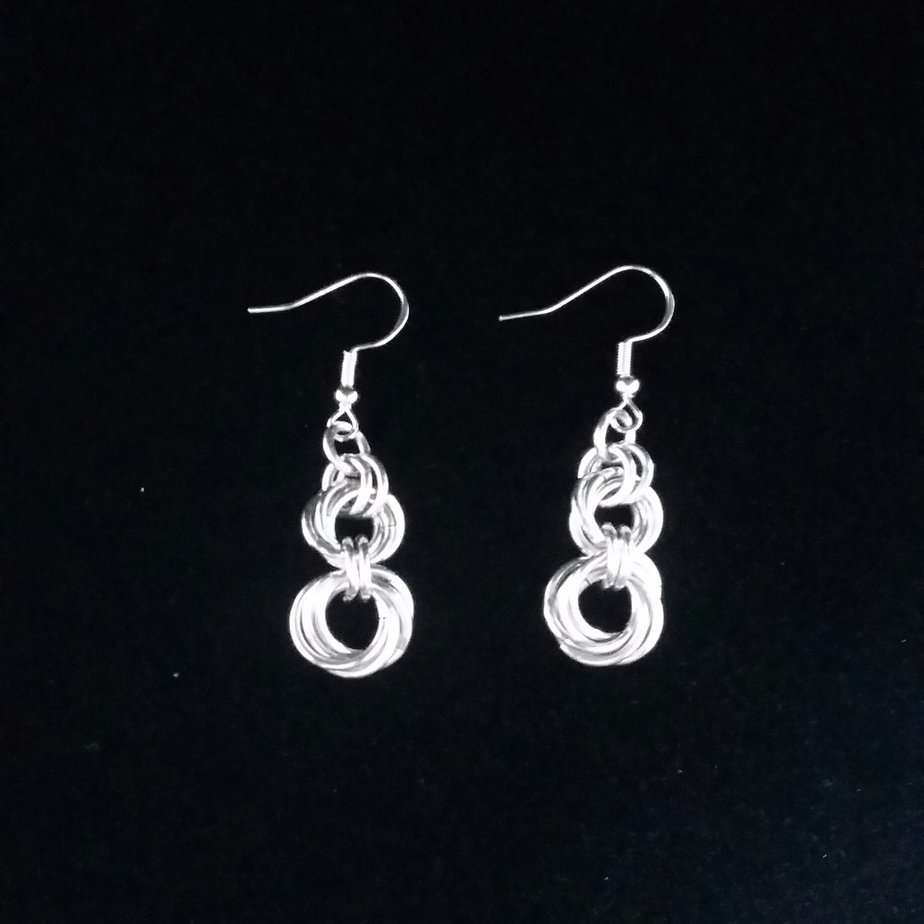 Chainmaille Double Mobius Drop Earrings - Image 2