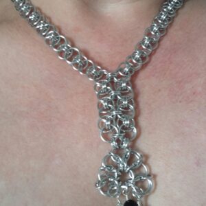 Chainmaille Viking Helm Flower Necklace - Image 2