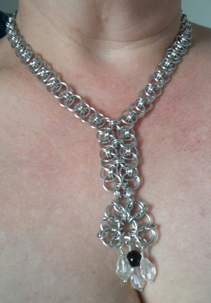 Chainmaille Viking Helm Flower Necklace