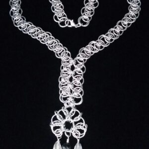 Chainmaille Viking Helm Flower Necklace - Image 5