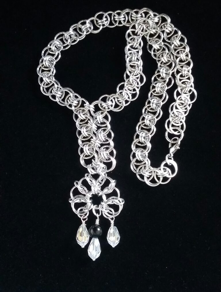 Chainmaille Viking Helm Flower Necklace