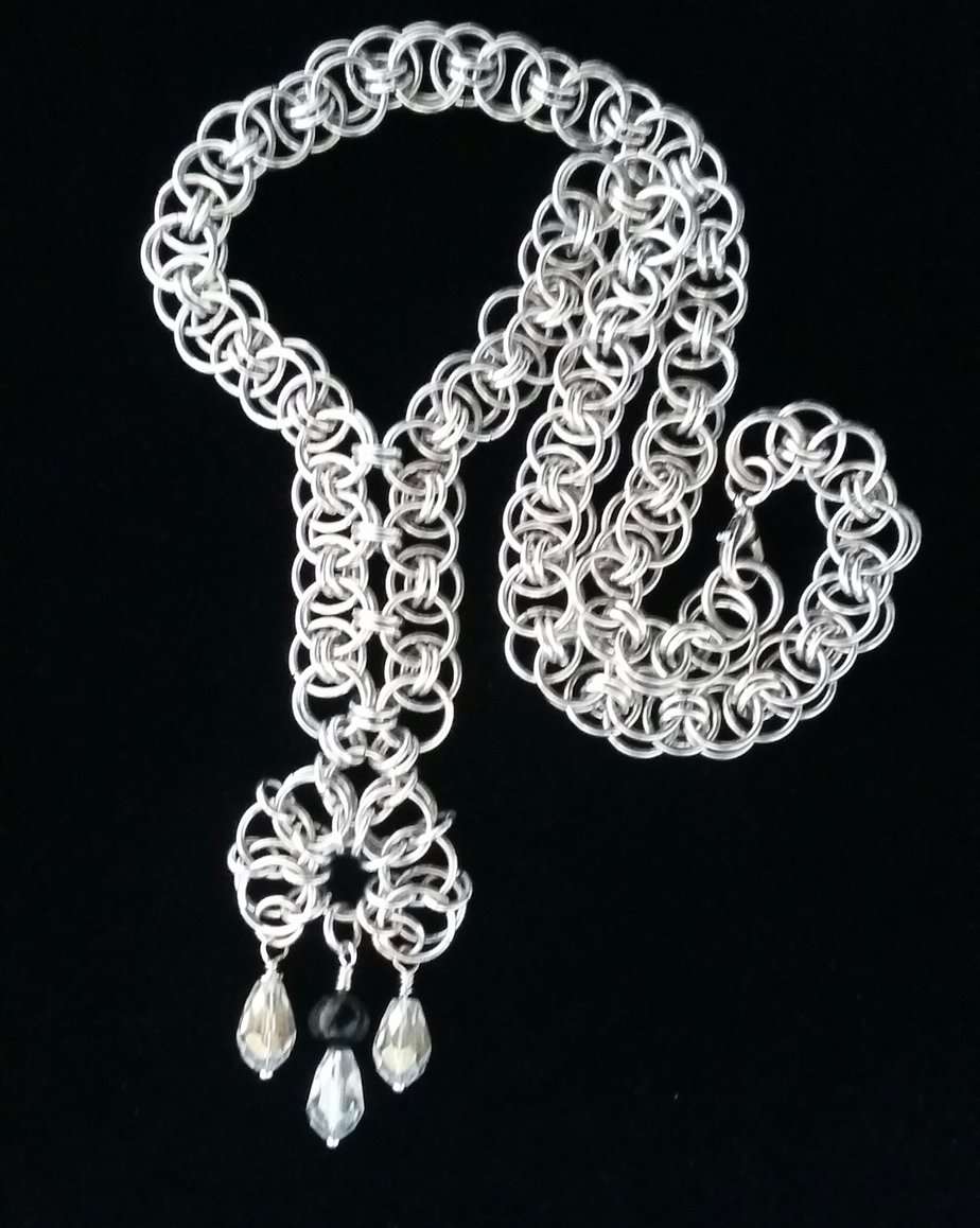 Chainmaille Viking Helm Flower Necklace - Image 6