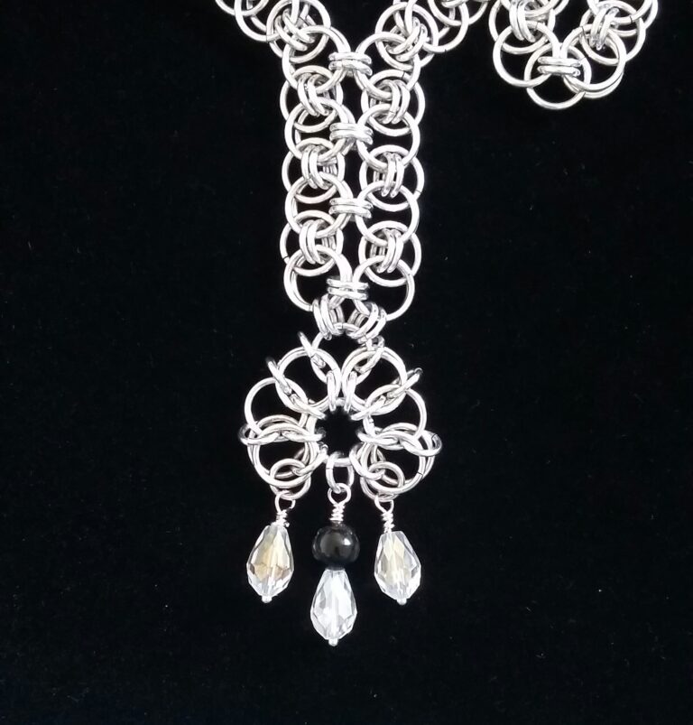 Chainmaille Viking Helm Flower Necklace