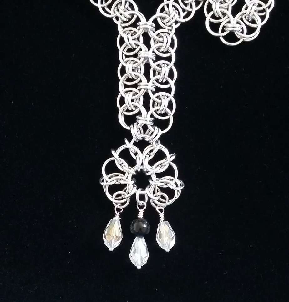 Chainmaille Viking Helm Flower Necklace - Image 7