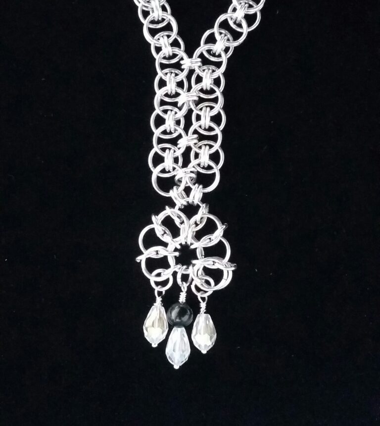 Chainmaille Viking Helm Flower Necklace