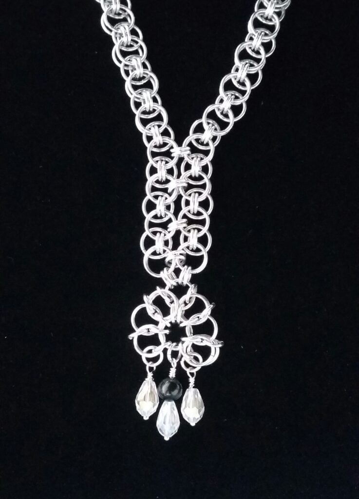 Chainmaille Viking Helm Flower Necklace