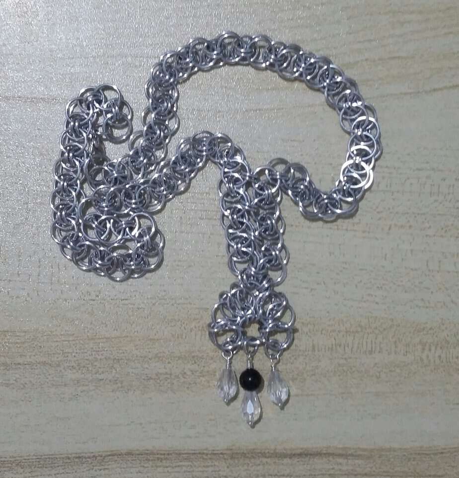 Chainmaille Viking Helm Flower Necklace - Image 4