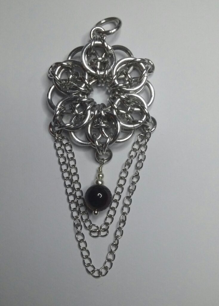 Chainmaille Chains and Tigers Eye Pendant - handmade by Quiet Space Arts (view 5)