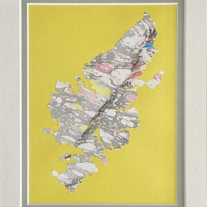 Original artwork of marbled cut out of Isle of Lewis & Harri