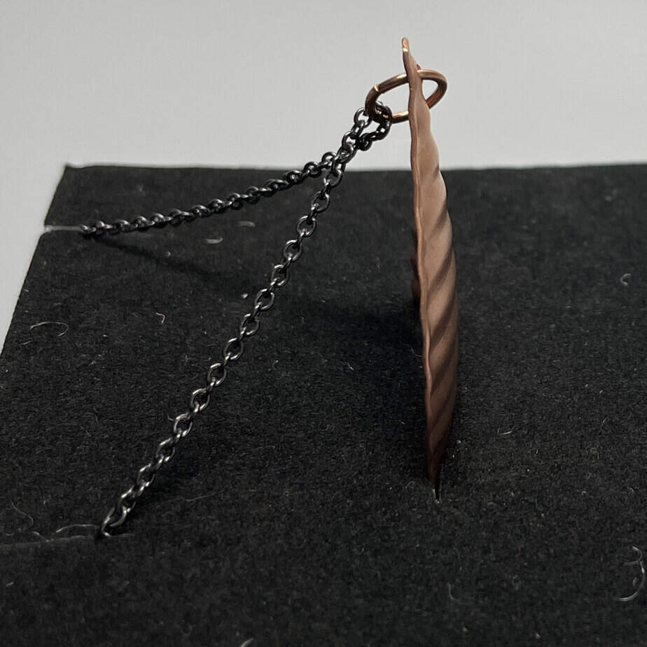 Copper 3D Corrugated Teardrop Pendant with cut out - handmade by Brue Art (view 3)
