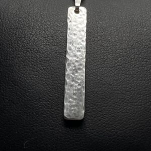 Silver Rectangular Pendant with hammered finish - handmade by Brue Art (view 2)
