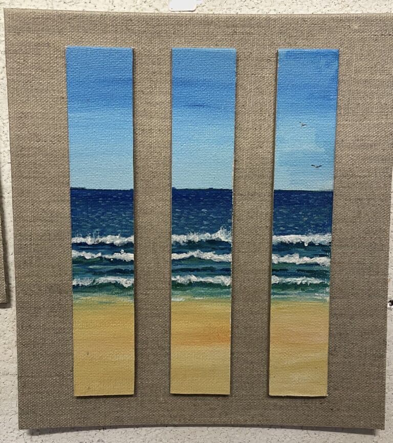3 peice painted beach scene - handmade by Islay Celtic Craft Shop (view 2)