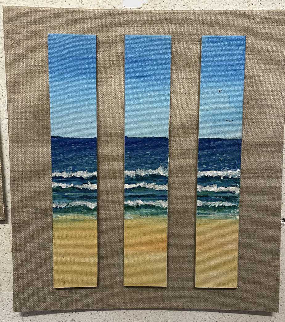 3 peice painted beach scene - handmade by Islay Celtic Craft Shop (view 2)