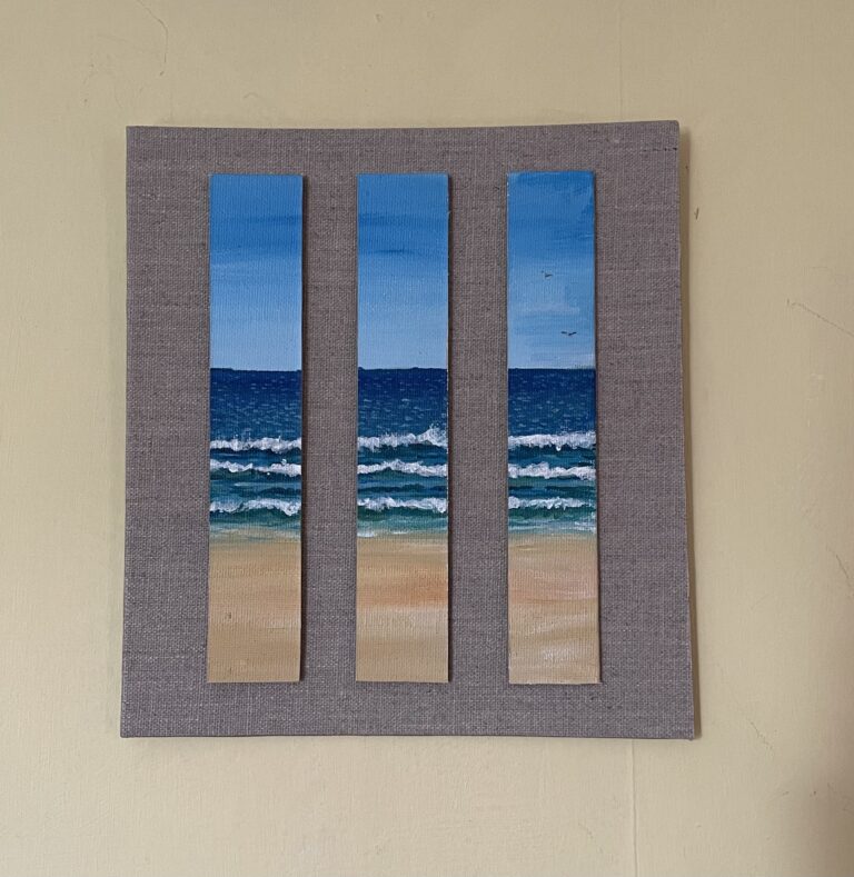 3 peice painted beach scene - handmade by Islay Celtic Craft Shop