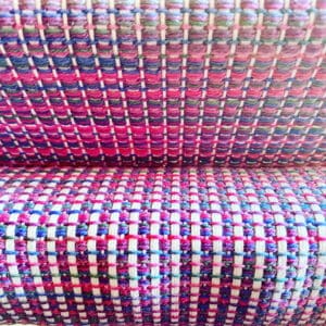 Handwoven Cotton/Wool Scarf in Cream and Purple Tones - Image 3