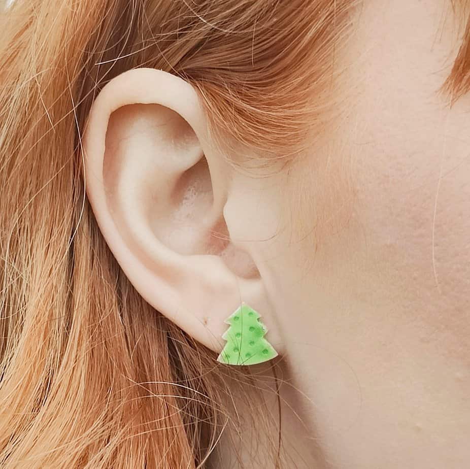Christmas Tree Enamelled Ear studs - Image 2