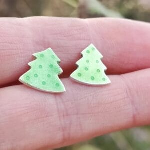 Christmas Tree Enamelled Ear studs - Image 3