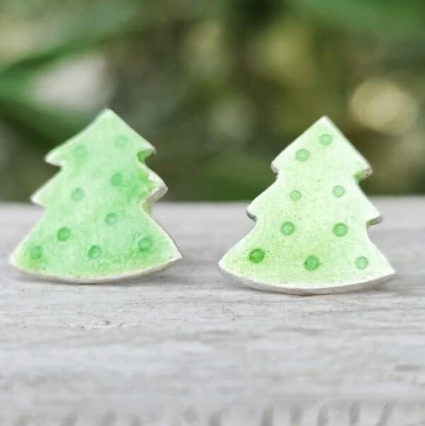 Christmas Tree Enamelled Ear studs