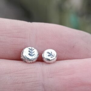 Recycled Silver Pebble Studs - Pine Tree