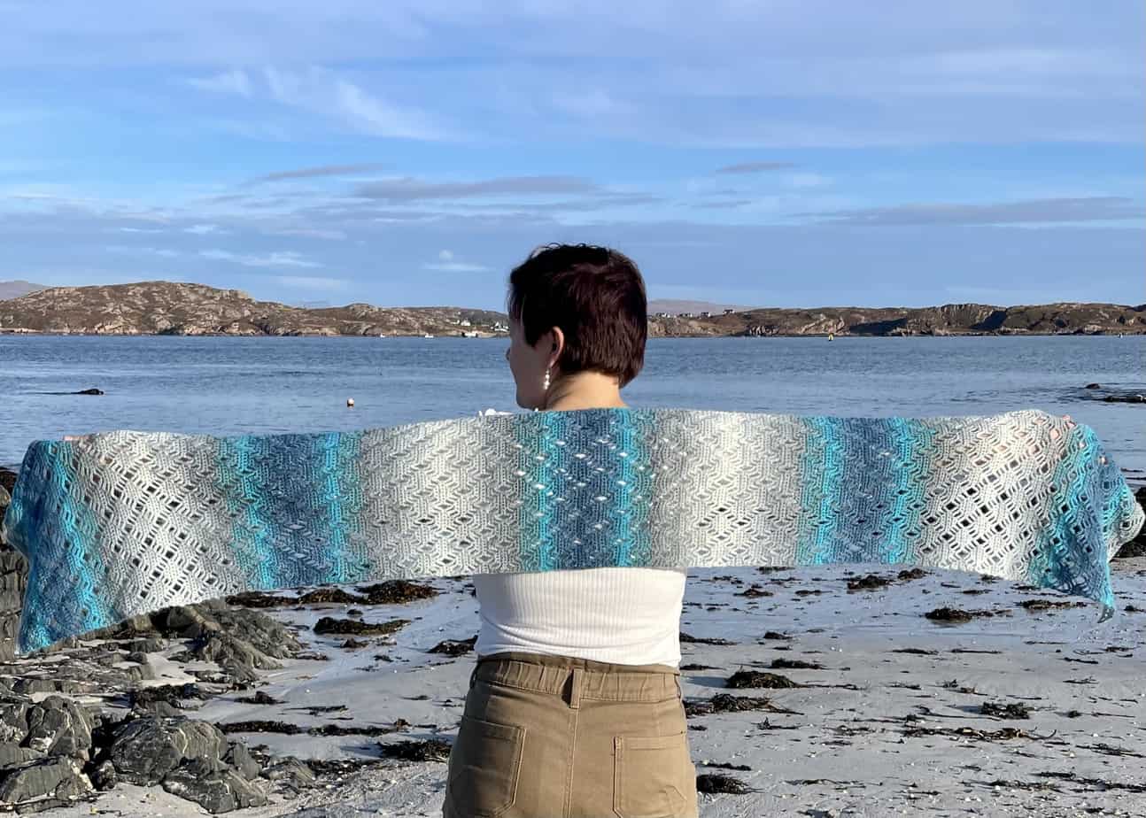 Ice Water Crochet Scarf or Shawl - handmade by Lubadair (view 2)