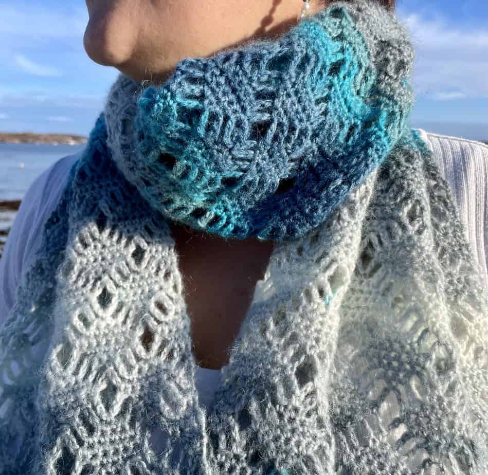 Ice Water Crochet Scarf or Shawl - handmade by Lubadair (view 5)