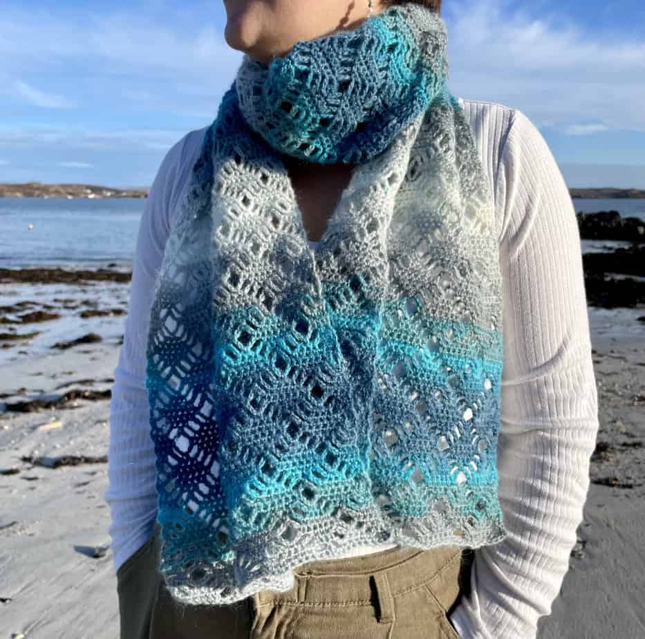 Ice Water Crochet Scarf or Shawl - handmade by Lubadair (view 6)