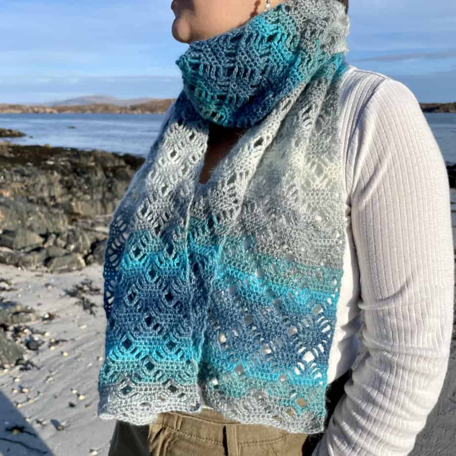 Ice Water Crochet Scarf or Shawl - handmade by Lubadair (view 9)
