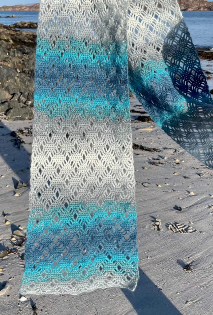 Ice Water Crochet Scarf or Shawl - handmade by Lubadair (view 8)