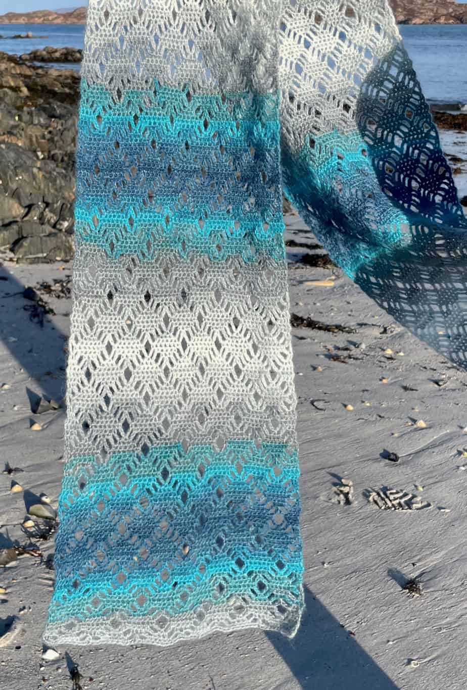 Ice Water Crochet Scarf or Shawl - handmade by Lubadair (view 8)