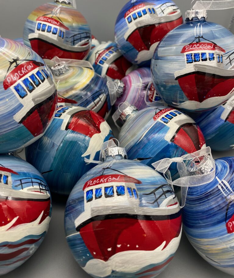 Red Boat Baubles - personalised - handmade by Fishing Float Art