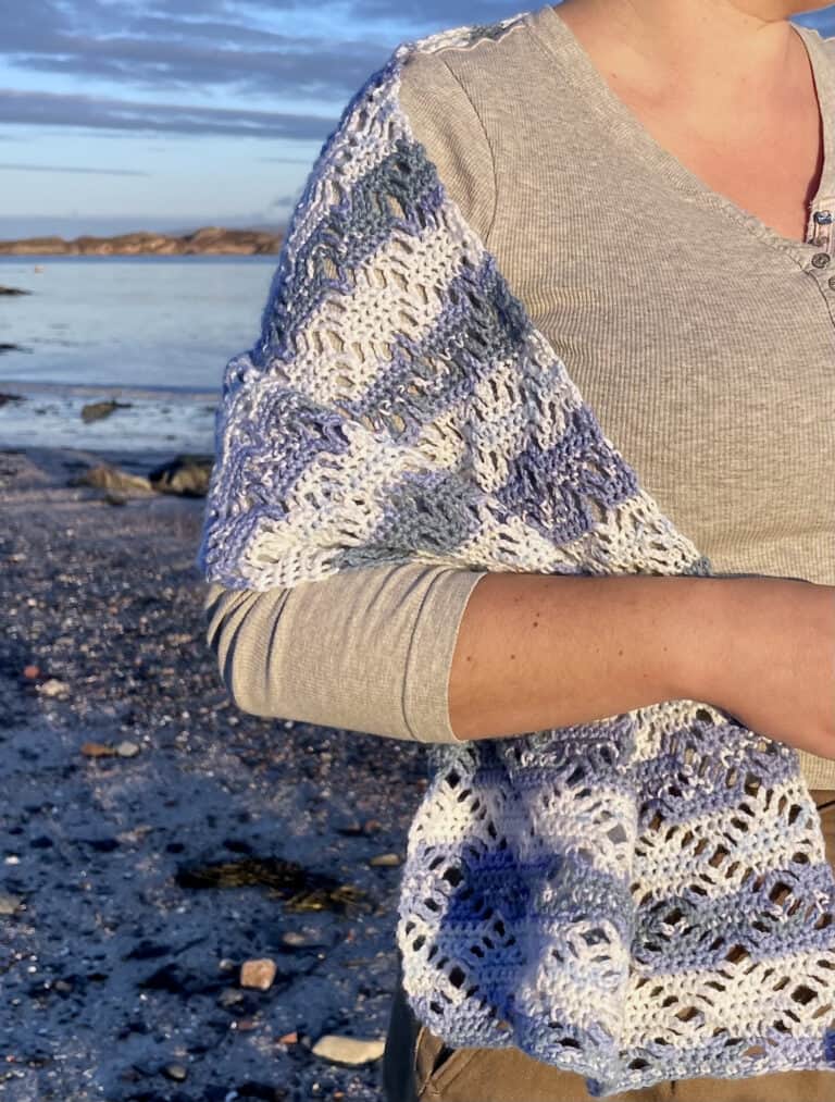 Blue Skies Crochet Scarf or Shawl - handmade by Lubadair