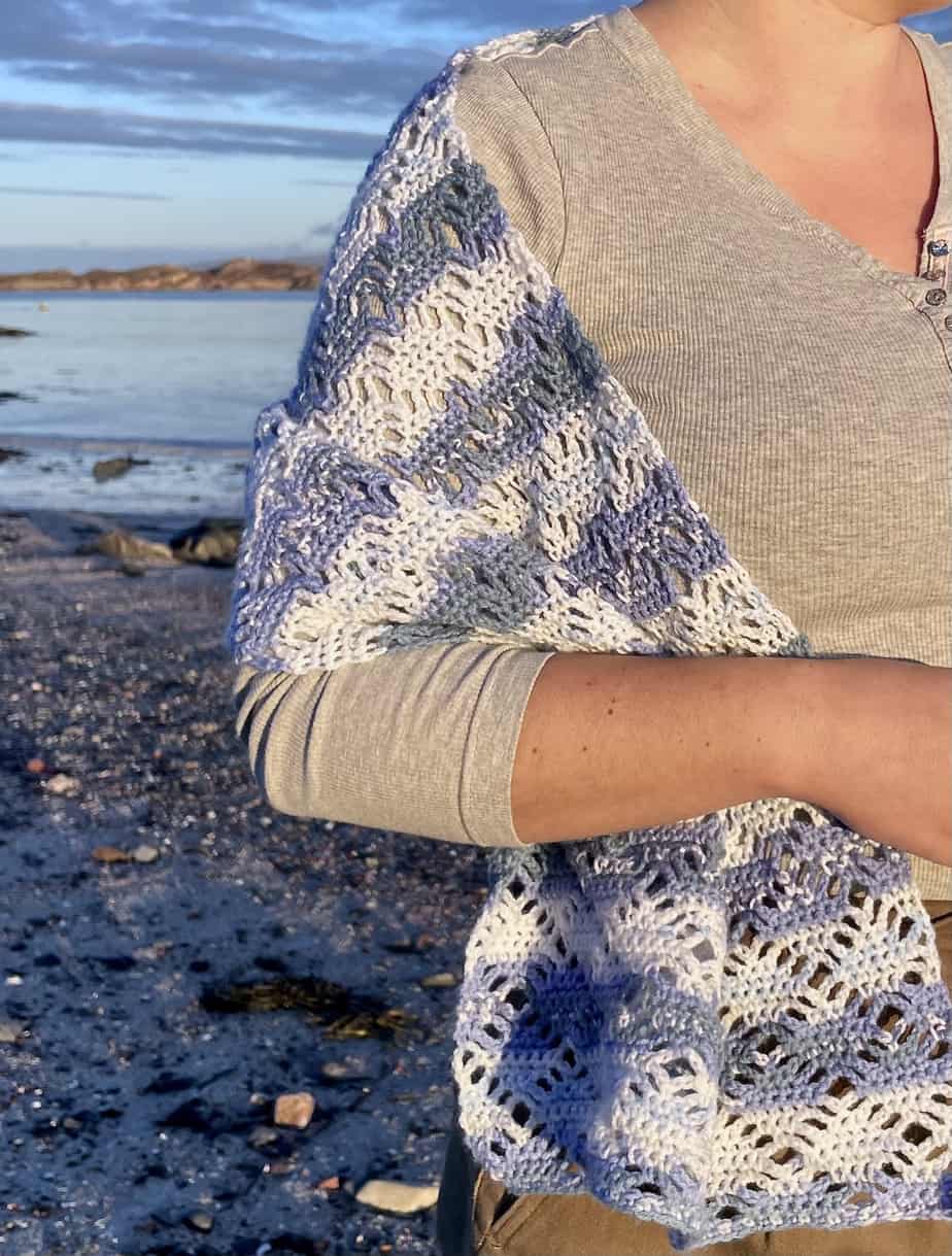 Blue Skies Crochet Scarf or Shawl - handmade by Lubadair