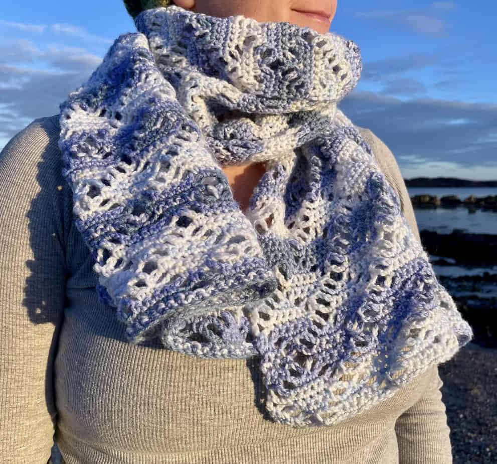 Blue Skies Crochet Scarf or Shawl - handmade by Lubadair (view 4)