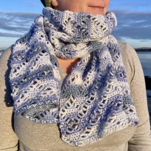 Blue Skies Crochet Scarf or Shawl - handmade by Lubadair (view 3)
