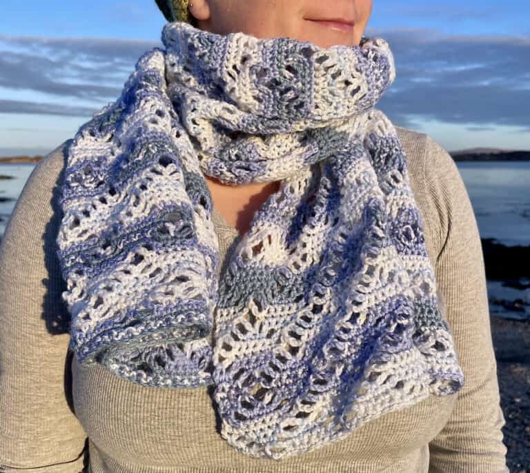 Blue Skies Crochet Scarf or Shawl - handmade by Lubadair (view 3)