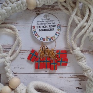 6 x Windy Orkney Flag Stitch Markers - handmade by Quiet Space Arts (view 2)