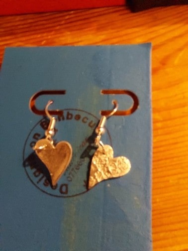 Silver heart drop earrings
