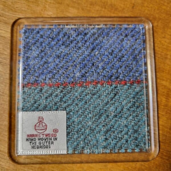 Blue and Green Harris Tweed Coaster - handmade by Taobh Tuath Tweeds