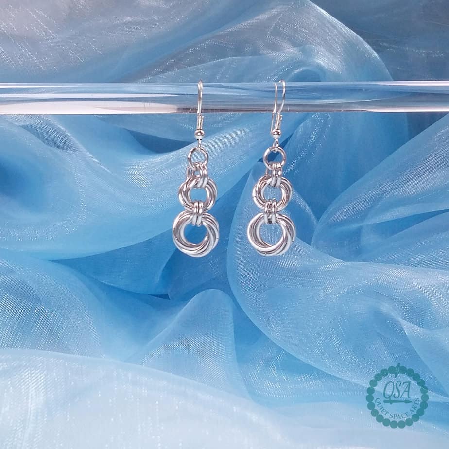Chainmaille Double Mobius Drop Earrings - Image 1